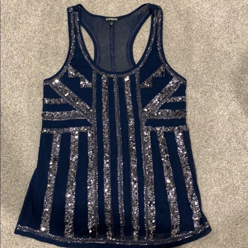 🥂Express Navy Sparkle Tank